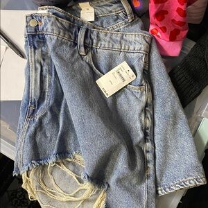Good American Denim Distressed Mini Skirt -18 NWT